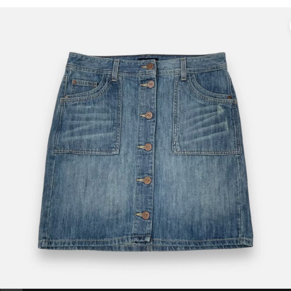 Tommy Hilfiger Womens Blue Button Front Mini  Denim Skirt/Size 6/NWOT